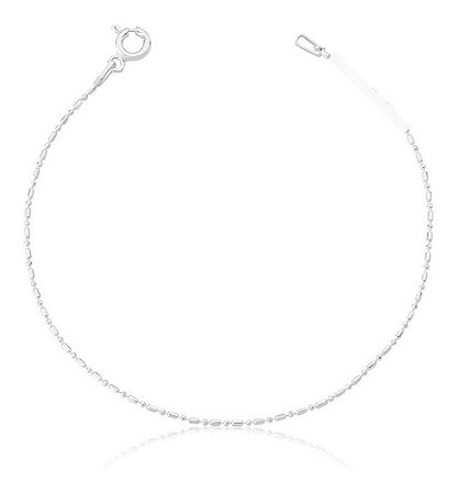 Pulseira Delicada De Prata 925 Legitima Traço E Bolinha