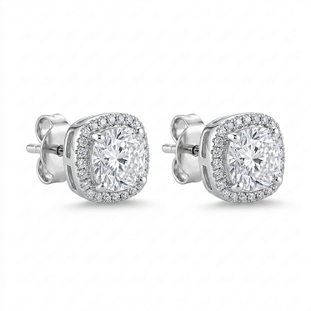 Brinco prata925 quadrado cravejado