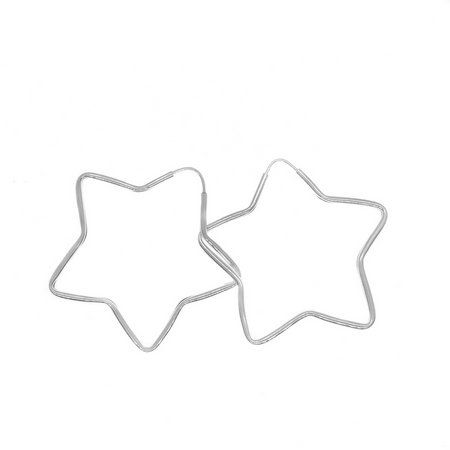 Brinco argola estrela 5 pontas vazado