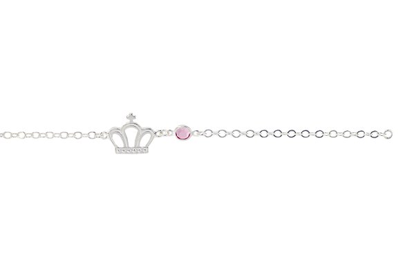 Pulseira com coroa e ponto de luz rosa