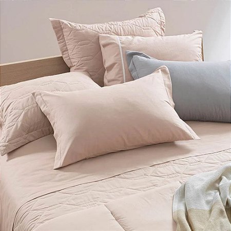 Colcha/Cobre Leito Casal Karsten 180 Fios Percal com 2 Porta Travesseiros 100% Algodão Liss Pétala