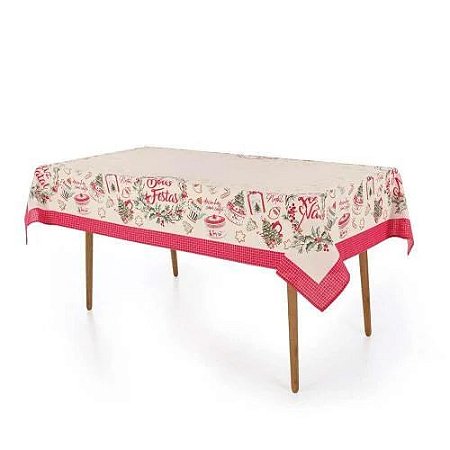 Toalha de Mesa Retangular Karsten Enfeites de Natal 1,40x2,50m