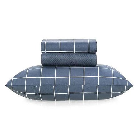 Jogo de Cama Solteiro Karsten 150 Fios Percal Grid