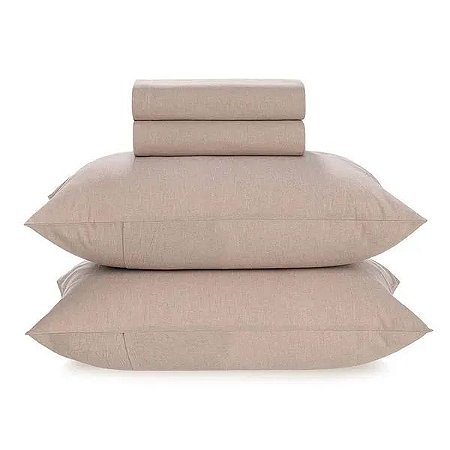 Jogo de Cama Queen Karsten 160 Fios Percal Robin Bege