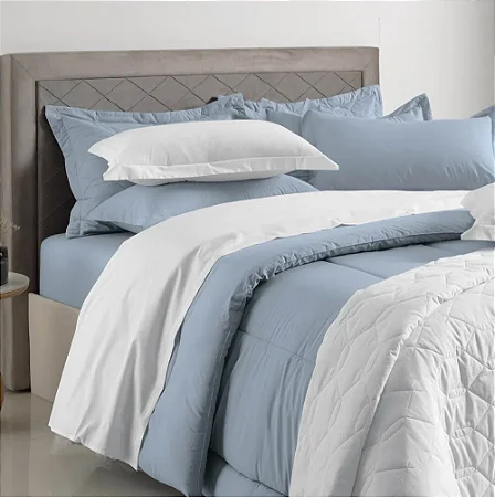Edredom Karsten 180 fios Liss Azul Casal
