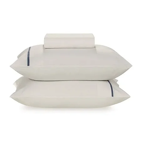 Lençol King com Elástico e Fronhas Noah Branco/Jeans-Karsten