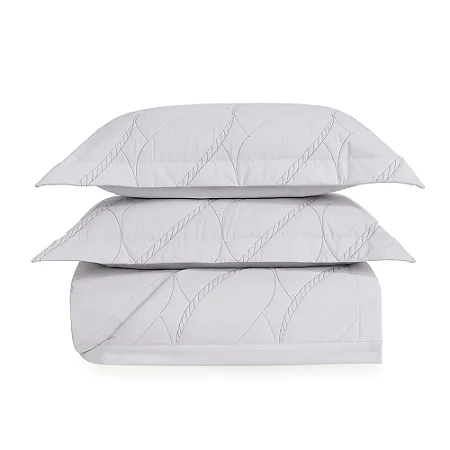 Colcha com Porta Travesseiro Casal 100% Algodão Figoli Branco/Legno- Trussardi