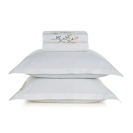 Jogo de Cama Queen com Bordado 200 Fios 100% Algodão Briana