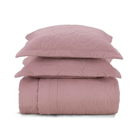 Cobre Leito Casal Karsten  180 Fios Percal Liss Rosa
