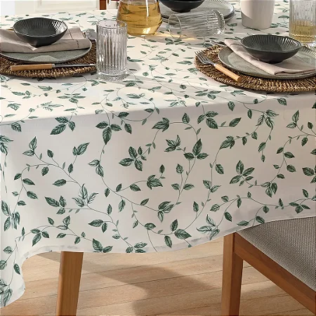 Toalha de Mesa Retangular Döhler Clean Botânica 01 8 Lugares