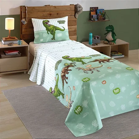 Jogo de Cama Infantil Döhler Dino Verde 130 Fios