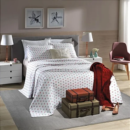 Kit Colcha Casal Döhler Piquet Vênus C Corações