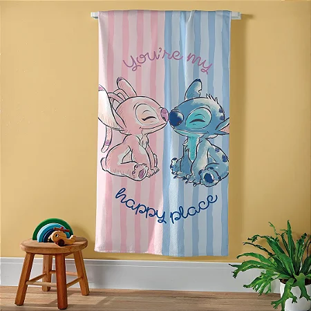 Toalha de Banho Döhler Stitch Azul e Rosa
