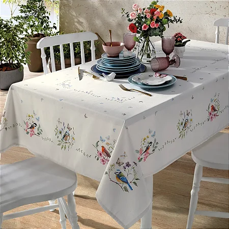 Toalha de Mesa Retangular Döhler Clean Jardim 8 Lugares