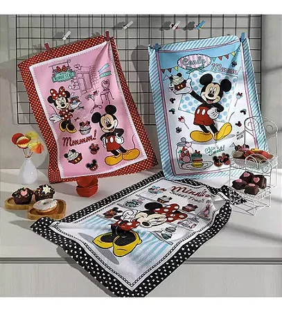 Kit 3 Panos De Prato Atoalhado Felpudo Dohler- Mickey E Minnie 13