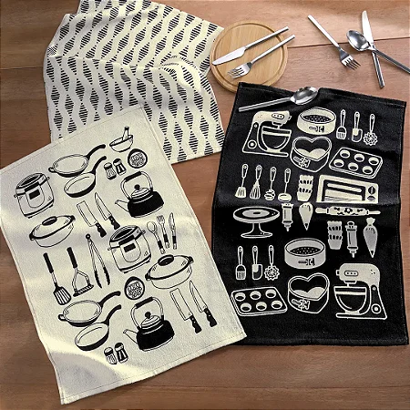 Kit 3 Panos De Prato Atoalhado Atacado Dohler Felpudo Pia Cor Menu