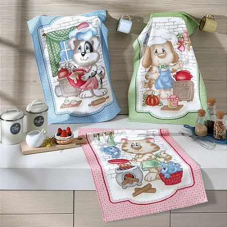 Kit 3 Panos De Copa Felpudo Chef Pets - Dohler