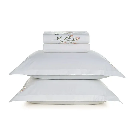 Jogo de Cama Casal com Bordado 200 Fios 100% Algodão Briana-