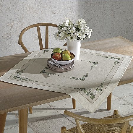 Toalha e Centro de Mesa Döhler Clean Botânica 78x78cm