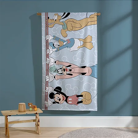 Toalha de Banho Infantil Dohler Mickey e Amigos Aveludada 100% Algodão