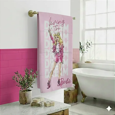 Toalha De Banho Infantil Aveludada Barbie 34 Dohler 70x115cm Toalha De Banho Infantil Aveludada Barbie 34 Dohler 70x115c