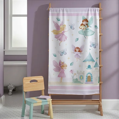 Toalha De Banho Felpuda Infantil Fadas 01 Dohler 70x115cm