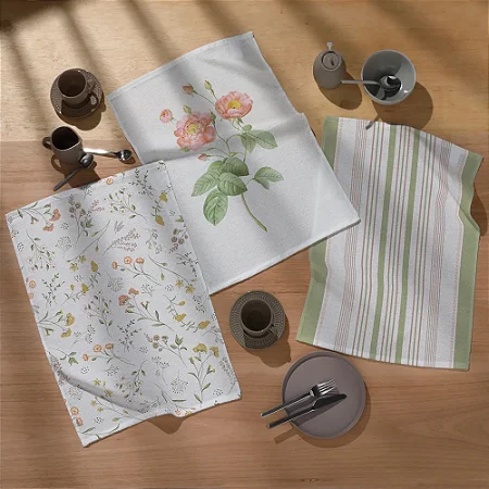 Kit 3 Peças Pano de Copa Dohler Florência 100% Algodão
