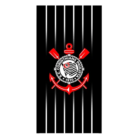 Toalha de Banho e Praia Döhler Corinthians Preta