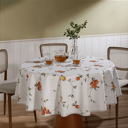 Toalha de Mesa Redonda Döhler Clean Pêssegos 1,60m