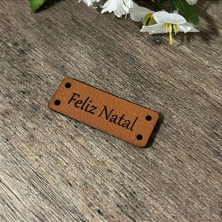 Etiqueta de Couro Sintético - Feliz Natal