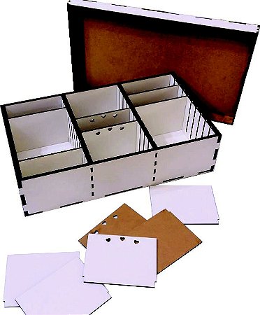 Caixa Organizadora c/ Divisória Removível em MDF Laqueado Branco - Dimelkon