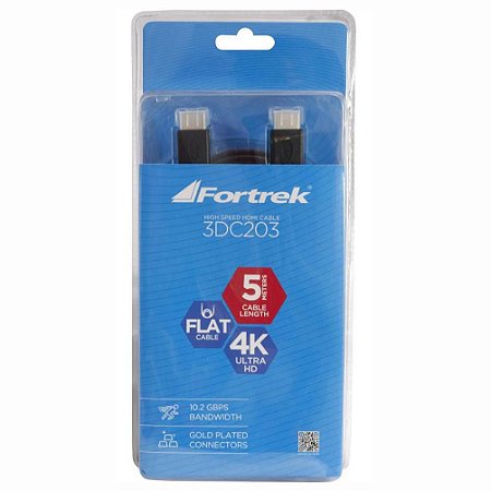 CABO HDMI FLAT 1.4 3D 4K 5 MTS FORTREK