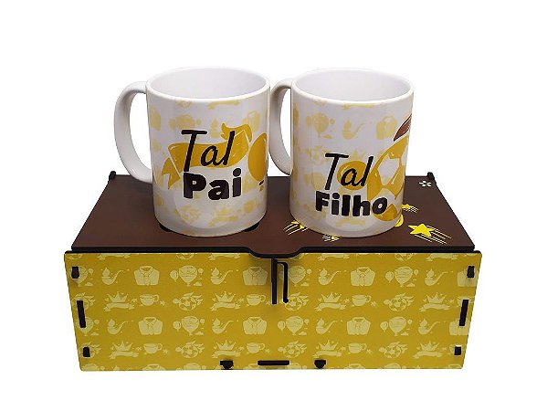 KIT 2 CANECAS C/ CX HDF - TAL PAI, TAL FILHO