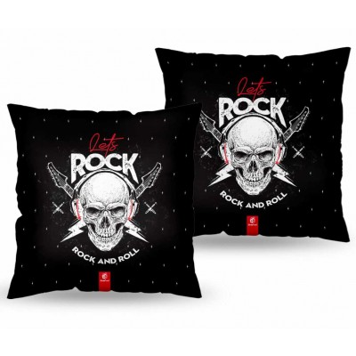 ALMOFADA QUADRADA - CAVEIRA LETS ROCK