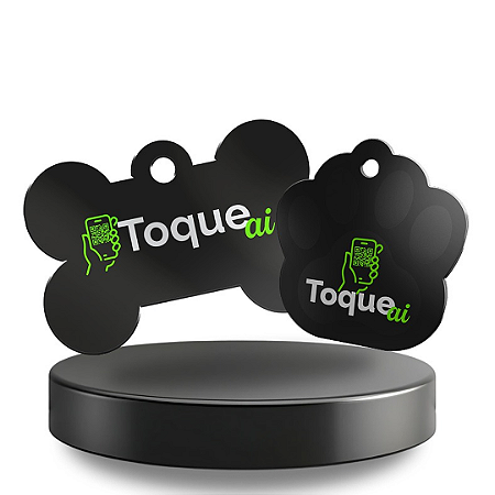 Plaquinha para Cachorro Ossinho Toque Ai + 12 meses de serviço Geolocalização + Brinde Coleira ZaraBlue