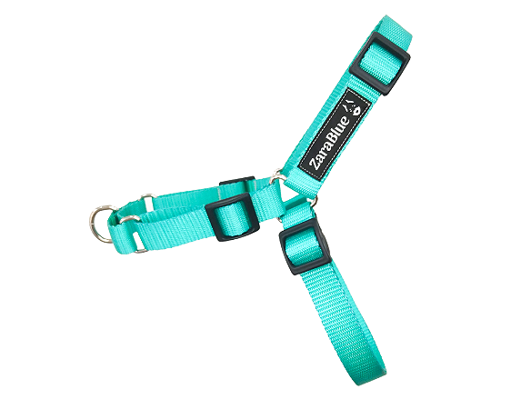 Peitoral Antipuxão Turquesa Para Cachorros Zarablue