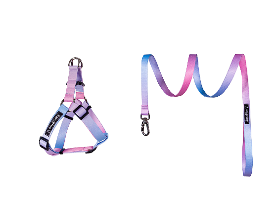 Kit Peitoral Americano e Guia de 1,30 metros para Cachorros Cor Cloe - Brinde Plaquinha Personalizada