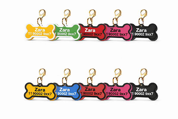 Plaquinha Identificação Pet Personalizada Nome Gravado 3D Cachorro Gato Osso PLA Resistente