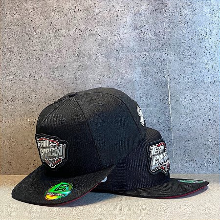 Boné New Team Garcia Aba Reta Preto e Vermelho