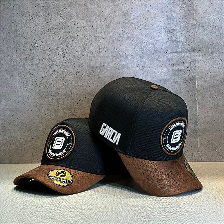 Boné TRUDFS Aba Curva Preto Camurça Marrom Ranch