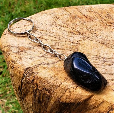 Chaveiro Amuleto Pedra Escudo Energético - Obsidiana Negra - Unidade