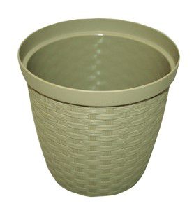 Cachepô Plástico Rattan Cor Cinza - 20 x 18,2cm - 3,8 Litros