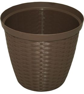 Cachepô Plástico Rattan Cor Marrom Tabaco- 20 x 18,2cm - 3,8 Litros