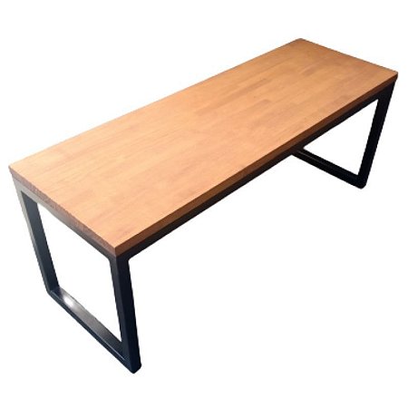 Banco Modelo Tubos de Ferro - Tampo de Pinus Castanheira 25mm e Base em Preto Eletrostático