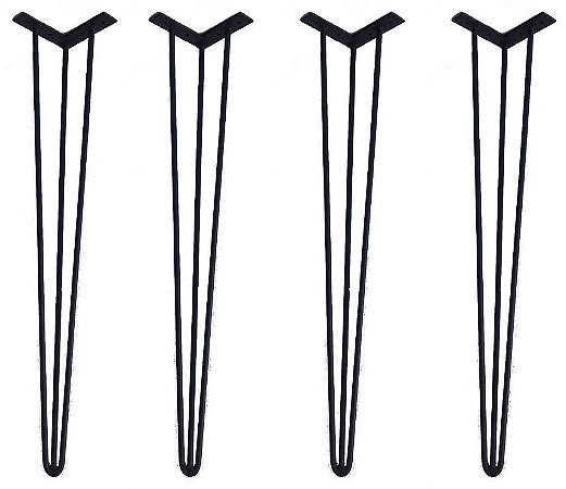 Conjunto de 4 Hairpin Legs com 73cm de altura - Pintura Eletrostática em Preto