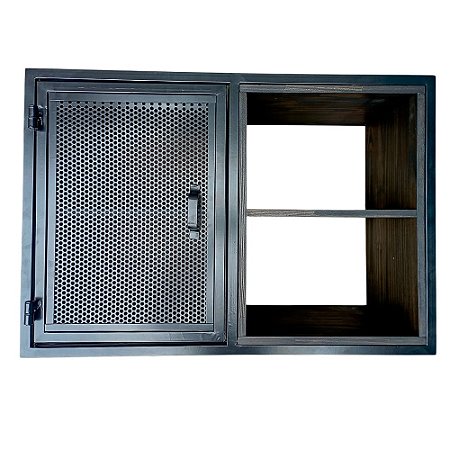 Nicho de Parede Com Porta de Ferro Cor Preta