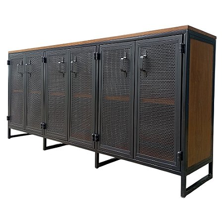 Buffet com 6 Portas de Chapas Perfuradas de Ferro