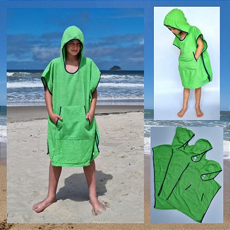 Poncho toalha surf infantil FOLHA - COR VERDE debrum marinho