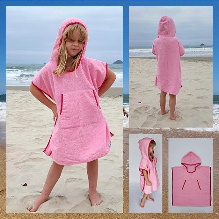 Poncho toalha surf infantil - ROSA e PINK