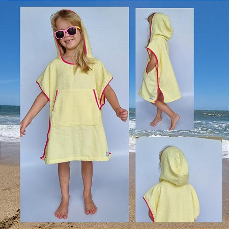 Poncho toalha surf infantil - AMARELO debrum PINK